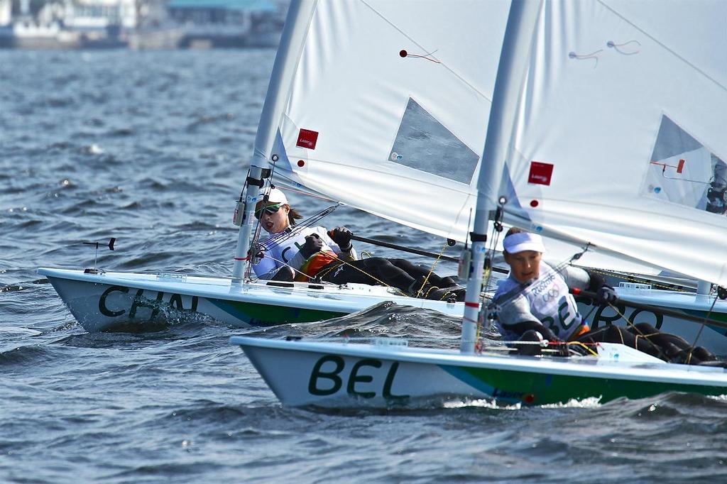 Lisa Xu (CHN) has her game face on in the Laser Radial start of Race 3 © Richard Gladwell www.photosport.co.nz